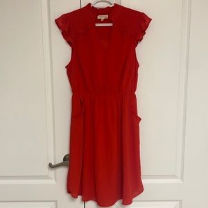 Red monteau dress with pockets